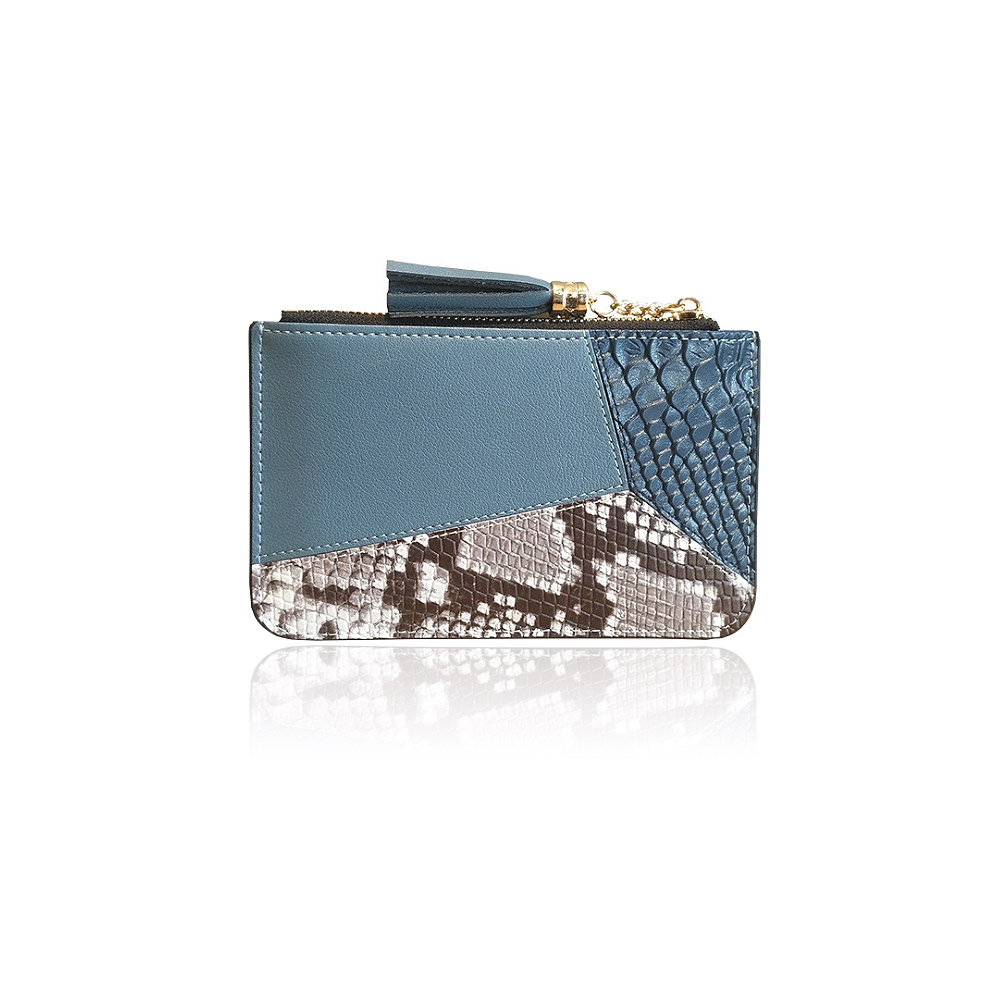 Patchwork Croc and Snakeskin Leather Mini Wallet
